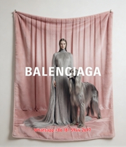 Balenciaga Pink Curtain Afghan Hound Flannel Throw Blanket for Sofa & Wall Decor BA137